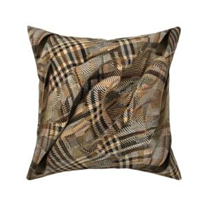 Throw Pillow in Woven Earth-Tone Herringbone Heritage Tweed