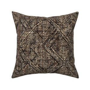 Throw Pillow in Earthy Diamond Weave Heritage Tweed