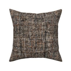 Throw Pillow in Rustic Charcoal and Sienna Slubbed Tweed