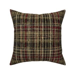 Throw Pillow in Crimson and Charcoal Heritage Tartan