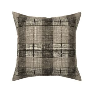 Throw Pillow in Toasted Almond & Espresso Buffalo Check