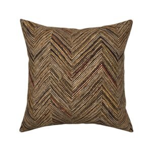 Throw Pillow in Earth-Tone Chevron Heritage Twill