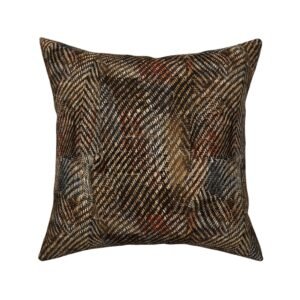 Throw Pillow in Distressed Espresso & Charcoal Heritage Herringbone