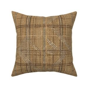 Throw Pillow in Golden Oak & Honey Abstract Heritage Patchwork