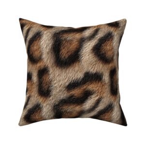 Throw Pillow in Hyper-Realistic Leopard Hide Textile Pattern