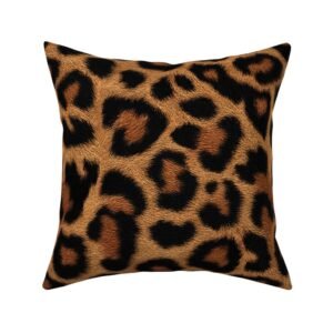 Throw Pillow in High-Resolution Leopard Rosette Fur Pattern