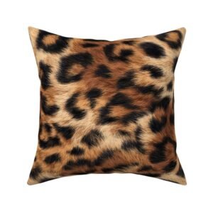 Throw Pillow in High-Resolution Leopard Rosette Pattern