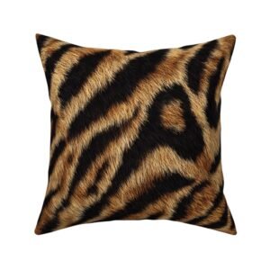 Throw Pillow in High-Resolution Feline Fur Textile Pattern