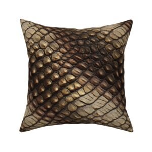 Throw Pillow in Hyper-Realistic Crocodile Hide Pattern