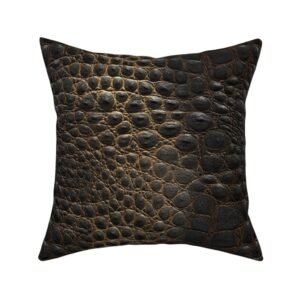 Throw Pillow in High-Resolution Charcoal Reptile Leather Pattern