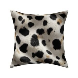 Throw Pillow in High-Resolution Dalmatian Spotted Fur Pattern