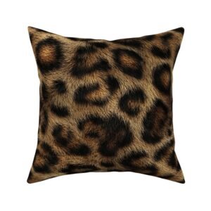 Throw Pillow in High-Resolution Feline Rosette Pattern
