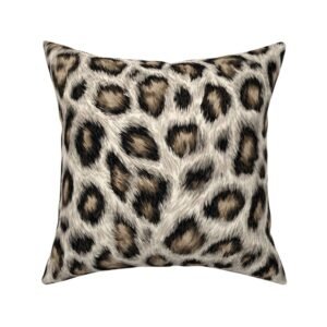 Throw Pillow in High-Resolution Snow Leopard Rosette Pattern