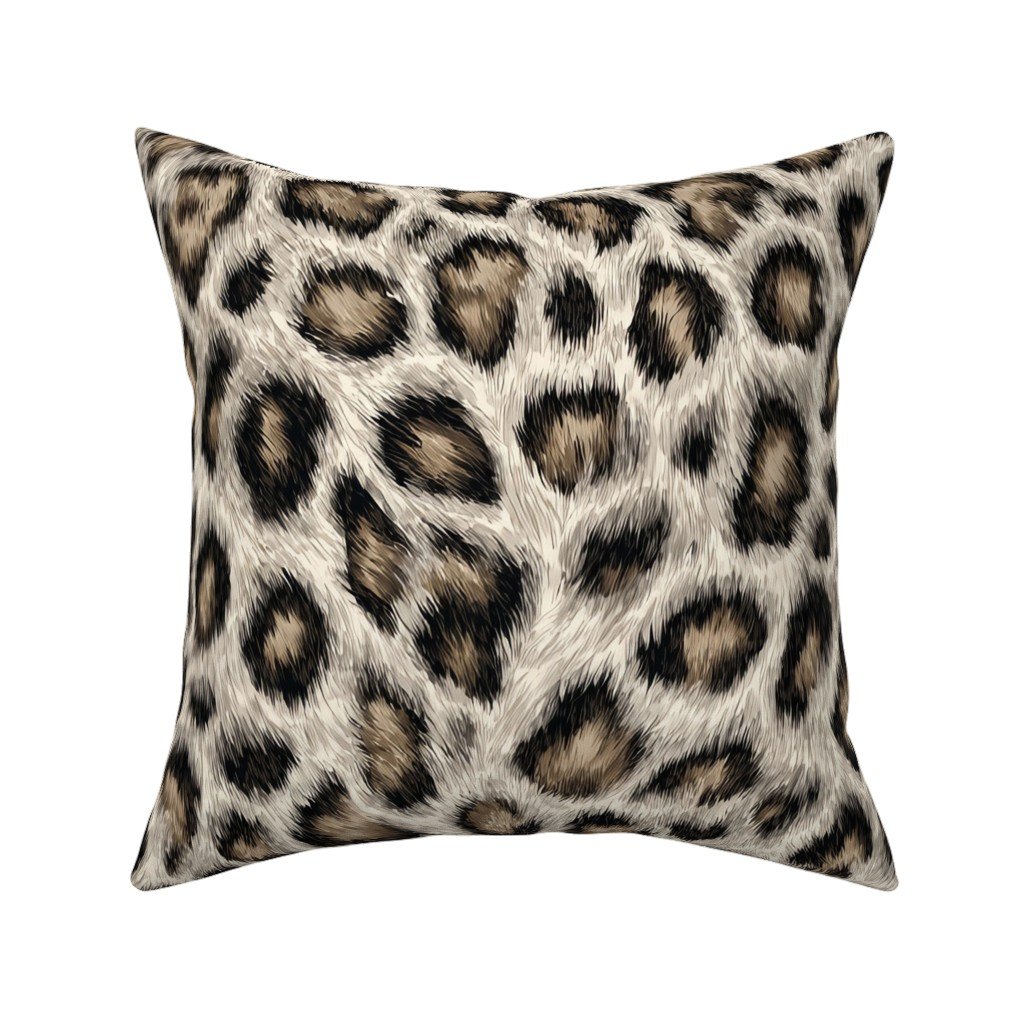 Throw Pillow in High-Resolution Snow Leopard Rosette Pattern