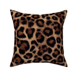 Throw Pillow in High-Resolution Leopard Rosette Pattern