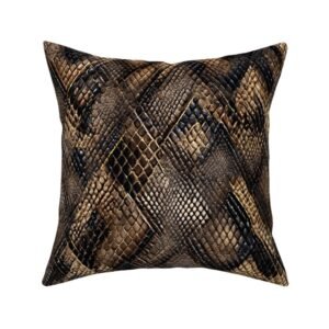 Throw Pillow in High-Resolution Python Scale Leather Pattern