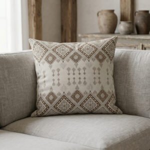 Desert Harmony Brown Moroccan Geometric Tribal Pillow