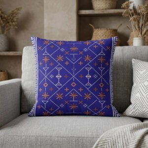 Celestial Geometric Tapestry in Cobalt Pillow