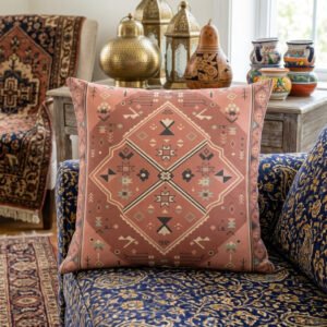 Boho Moroccan Terracotta Geometric Heritage Pattern Pillow