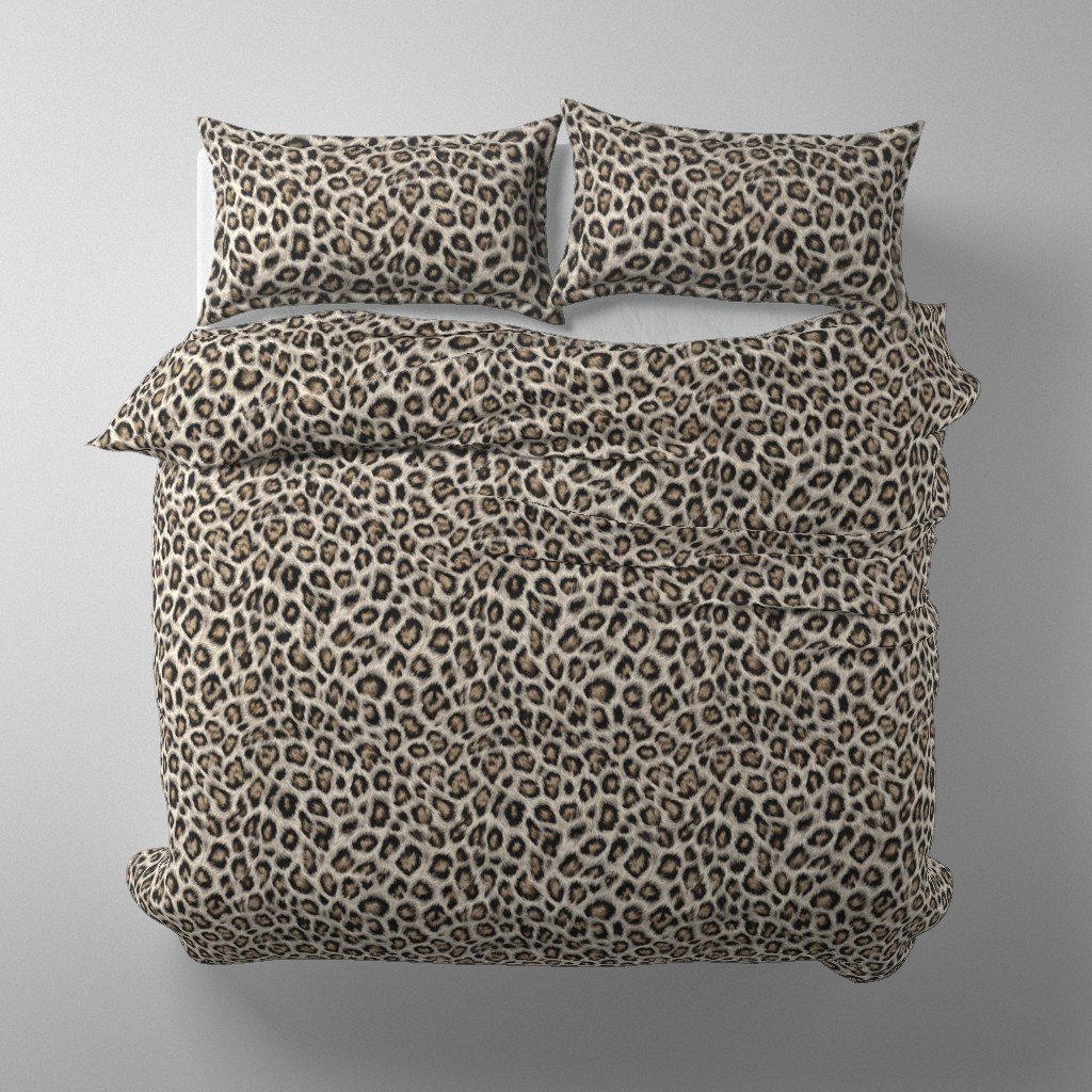 Duvet Cover in High-Resolution Snow Leopard Rosette Pattern