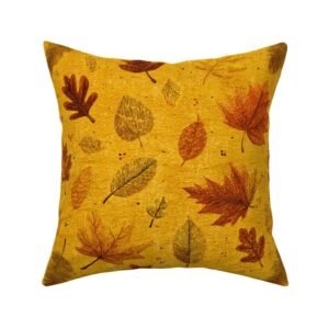 Throw Pillow in Etched Ginkgo Biloba and Fern Frond Pattern