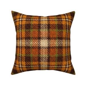 Throw Pillow in Vintage Cabin Earth Tone Tartan Plaid