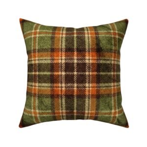 Throw Pillow in Earthy Olive & Rust Vintage Cabin Tartan