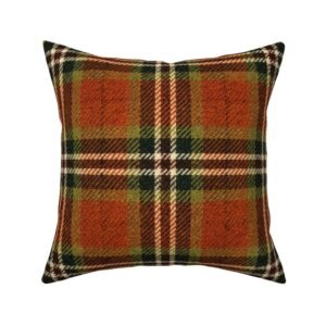 Throw Pillow in Earthy Rust & Olive Vintage Cabin Tartan