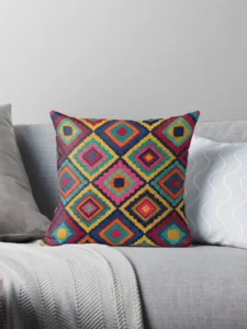 Vibrant Southwestern Geometric Diamond Surface Pattern Pillow