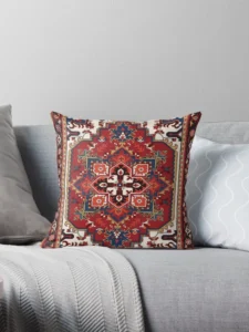 Crimson Navy Vintage Medallion Surface Pattern Pillow