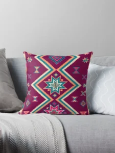 Vibrant Southwestern Geometric Star Surface Pattern Pillow