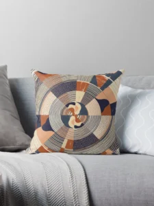 Mid-Century Terracotta Abstract Geometric Pillow