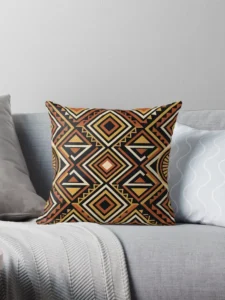 Earthy Southwestern Tribal Geometric Kilim Pattern Pillow