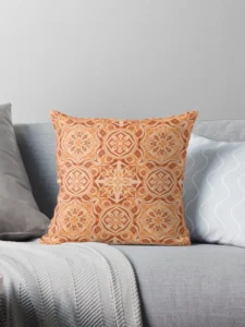 Warm Terracotta Mediterranean Tile Surface Pattern Pillow