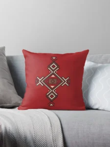 Minimalist Red Southwestern Geometric Art Illustration Pillow