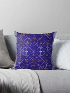 Celestial Geometric Tapestry in Cobalt Pillow